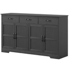 HOMCOM 55.1" L Sideboard Buffet Cabinet with Storage - Black-Three drawers and two cabinets enhance storage options