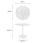 Modway Lippa 36" Round Faux Marble Dining Table - White-Artificial Marble Tabletop
