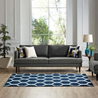 Modway - Beltara Treillis transitionnel en maillon de chaîne Tapis de 5 pi l x 8 pi L - Bleu marocain et ivoire-Protéger les planchers de la circulation ou des meubles