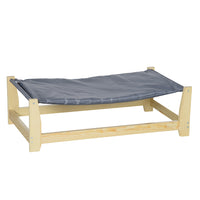PawHut Raised Wooden Frame Dog Cot Pet Bed with Washable Cushion for Small/Medium Dogs - 35.5" L x 20" W x 11" H-Oxford fabric for a snug resting area, easy to clean