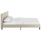 Modway Anya Fabric Queen Bed - Beige-Padded Sturdy Plywood Base