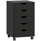 HOMCOM Filing Cabinet with 5 Wheels & Storage Organizer - Black-Large storage capacity with 5 drawers
