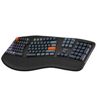 Adesso EasyTouch 1500 Ergonomic RGB Mechanical Keyboard – 104-Key, Cherry MX Red, Wired/Wireless/Bluetooth, VIA/QMK, Copilot Key-Tri-Mode Connectivity: Switch between Wired USB-C, Bluetooth 5.0, and 2.4GHz Wireless for ultimate device compatibility