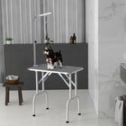 PawHut Foldable Pet Grooming Table for Dogs Cats Non-slip Surface - Grey-Tabletop with textured rubber surface for preventing slipping off