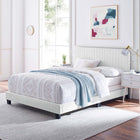 Modway Celine Channel Tufted Performance Velvet Queen Bed - White-Assembly Required