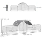 PawHut - Enclos à poules en métal 21,7 pi x 6,2 pi avec couverture imperméable et anti-UV-La grande hauteur permet aux propriétaires d’entrer et de sortir facilement des zones d’alimentation 