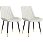 HOMCOM Dining Chairs, Upholstered in PU Leather for Kitchen - Cream White - Set of 2-Packaged in a set of 2, use it for sitting down for dinner, conversation, and more
