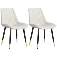 HOMCOM Dining Chairs, Upholstered in PU Leather for Kitchen - Cream White - Set of 2-Packaged in a set of 2, use it for sitting down for dinner, conversation, and more