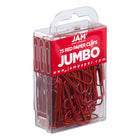 JAM Paper Colourful Jumbo Paper Clips - 2"- Red - 75 Pack-Size: 2 inches (Large/Jumbo) | Keep your stacks of paper organized with coloured paper clips
