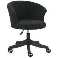 Vinsetto - Chaise de bureau sans accoudoirs en peluche avec hauteur réglable - noir-Dossier incurvé et rembourrage en mousse épaisse pour soutien et confort