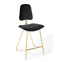 Modway Ponder Performance Velvet Bar Stool - Black-Performance Velvet Polyester Upholstery