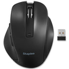 Staples Tech Wireless Ergonomic Curved Optical USB Mouse - Black-Ergonomic design to minimize discomfort 