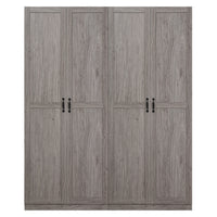 Manhattan Comfort Hopkins 59.22" 2-Piece Modern 8-Shelf Storage Closet - Grey-Modern Free Standing 2-Piece Set of 1 Sectional Wardrobe Closet with 4 Large Shelves for Bedroom and Storage Use