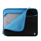 Vangoddy Neoprene 12" Laptop Protective Sleeve Case with Extra Pocket - Black/Blue-Front Zippered Pocket. Provides convenient storage for accessories like chargers, mice, or pens.