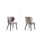 Manhattan Comfort Strine 21.65" Modern Velvet and Leatherette Upholstered Dining Chair - Dark Taupe - Set of 2-Elegant Modern Dining Chair Perfect for Dining and Accent Living Room Use