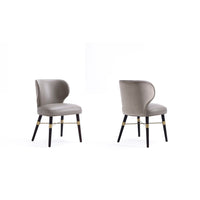 Manhattan Comfort - Lot de 2 chaises de salle à manger modernes Strine 21,65 po en velours et similicuir - Taupe foncé-Chaise de salle à manger élégante et moderne parfaite pour la salle à manger et comme accent dans le salon
