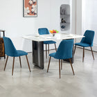 HOMCOM Dining Chairs in Velvet Accent - Dark Blue - Set of 4-Solid wood-grain steel legs with thermal transfer printing treatment give you support to maintain a stable position