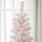 HOMCOM 7.5' Snow-Flocked Pencil Artifical Christmas Tree - Pink-Detachable, foldable base for easy storage 