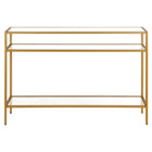 Hudson&Canal Siviline 42"W Console Table - Brass-Features a tempered glass top and shelves