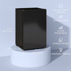 HOMCOM 4.5 cu ft Mini Fridge with Freezer and Wheels - Black-Reversible door hinges allow for flexible installation options