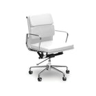 Plata Import Alark Office Chair Pu Leather Upholstery Low Back Metal Frame - White-PU leather upholstery and metal gold frame in White