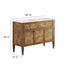 Modway Elysian 48" Wood Double Sink Bathroom Vanity - White/Brown-Ceramic Double Sink Basin