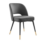 Modway Rouse Performance Velvet Dining Side Chairs - Charcoal - 2 Pack-Dense Foam Padding