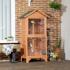 PawHut - Grande cage à oiseaux en bois 62 po H pour extérieur intérieur - orange-Le grillage à poules protège les oiseaux des prédateurs extérieurs 