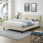 Modway Anya Fabric Queen Bed - Beige-Slatted Poplar Wood Support System