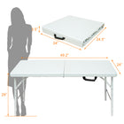 Homy Casa 4 ft Portable Folding Table with 4 adjustable Heights Indoor & Outdoor for Camping - White-The white tabletop gives a clean, simple look