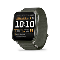 Garmin Venu X1 - Moss with Titanium Caseback and Moss ComfortFit Nylon Band -EASY-TO-READY DISPLAY - See your data on our biggest 2-inch AMOLED display with a scratch-resistant sapphire lens. Enjoy all-day wearability, thanks to the lightweight titanium case back, sleek design and ComfortFit nylon band