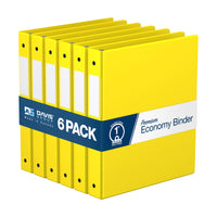 Davis Group Premium Economy Binder - Round Ring - 1" - Yellow - 6 Pack-3 Ring Binder
