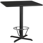 Flash Furniture Dessus de table carré de 42 po en stratifié noir avec anneau de pied-Table d'hospitalité à hauteur de bar