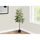 Monarch Specialties - Plante Artificielle - 52 po H - Arbre À Caoutchouc - Mis En Pot - Touche Réelle - Feuilles Vertes - Pot Noir-72 feuilles vertes variées, tactiles réelles et réglables, créent une apparence réaliste