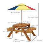 Outsunny - Table de pique-nique pour enfants 3-en-1 sable et eau avec parasol pliable - teck-Plateau détachable avec deux bacs en plastique pour le sable ou l’eau  
