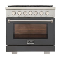 Kucht 36" KFX-X Series Pro Style Natural Gas Range - Stainless Steel/Cement Gray-New true simmer burners for precise low heat cooking