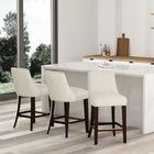 Manhattan Comfort - Beever tabouret de comptoir moderne en chenille rembourrée 48 cm - crème - lot de 3-Revêtement en chenille luxueuse avec rembourrage en mousse