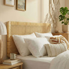 Modway Sandy Wall Mounted Wood and Rattan Full Size Headboard - Natural Rattan-Wall Mounted Design