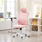 HOMCOM Ergonomic Office Chair with 4D Lumbar Support - Pink-Flip-up armrests save space, allowing under-desk storage