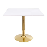 Modway Verne 35" Square Dining Table - Gold White-Modern Dining Table