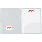 JAM Paper Heavy Duty Plastic Multi-Pocket Folders - 4 Pocket Organizer - Clear - 2 Pack-Size: 9 1/2 x 11 5/8 inches | Easily fits 8.5" x 11" documents