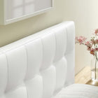 Modway Lily Upholstered Vinyl Twin Headboard - White-Deep tufting with stylish trim
