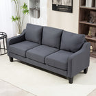 HOMCOM 3 Seater Linen Sofa Couch with Pocket Spring - Charcoal Grey-Breathable linen-feel fabric for year-round coziness
