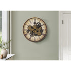 Monarch Specialties Clocks 20" Round Wall Clock - Brown -Durable brown plastic frame with gold trimming with a non-ticking mechanism perfect for maintaining a quiet ambiance