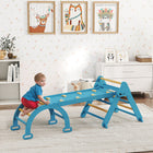 Qaba - Ensemble de triangle Pikler en bois 7-en-1 avec arche, rampe et échelle - bleu-Pieds de soutien uniques sur le triangle, favorisant la stabilité lors des jeux actifs 
