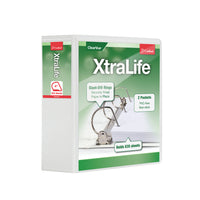 Cardinal® - Reliure XtraLife ClearVue verrouillable à anneaux en D, blanche, 4 po-Avec pochettes à l'intérieur des deux couvertures   