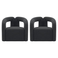 Manhattan Comfort - Darian fauteuil d’appoint moderne en bouclé 32,68" - noir - lot de 2-Chaise d’appoint moderne pour le salon