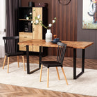 HOMCOM Dining Table with Wave-edged Tabletop & Steel Legs for Kitchen - Rustic Brown-The thick board with a wavy edge design is unique