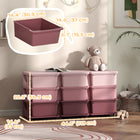 Qaba Kids Toy Storage Organizer with 9 Plastic Bins - Pink-Compact for easy fit, and spacious inside 3.7 gallon (14 L) drawers
