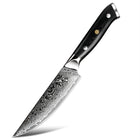 Minimal 4-Pieces Damascus Black G10 Steak Knife Set, Service for 4-Vacuum tempered for the ultimate hardness of 60-62 HRC